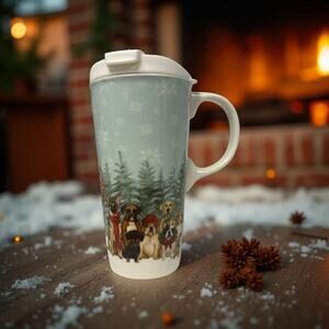 Evergreen Winter Dog Mug with Lid – Danielle Murray – EUC